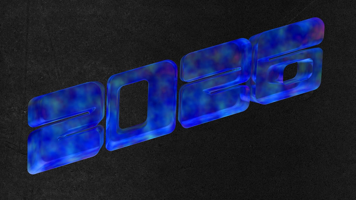 The year 2026 in blue and purple colors
