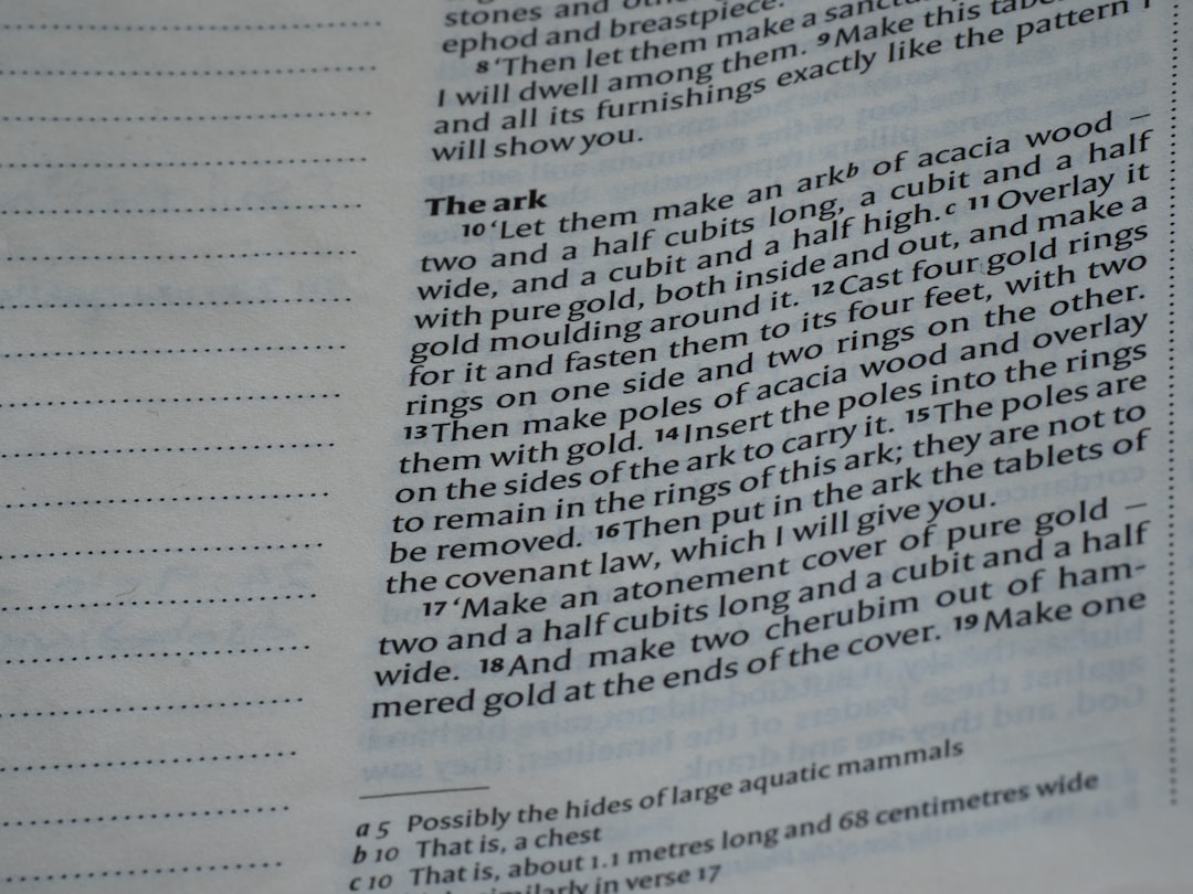 Text from a book detailing the ark's construction.