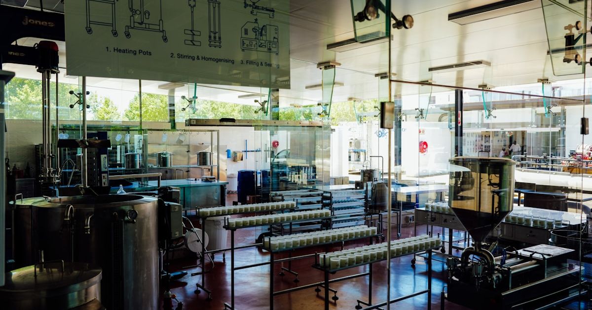 Industrial processing equipment in a laboratory setting.
